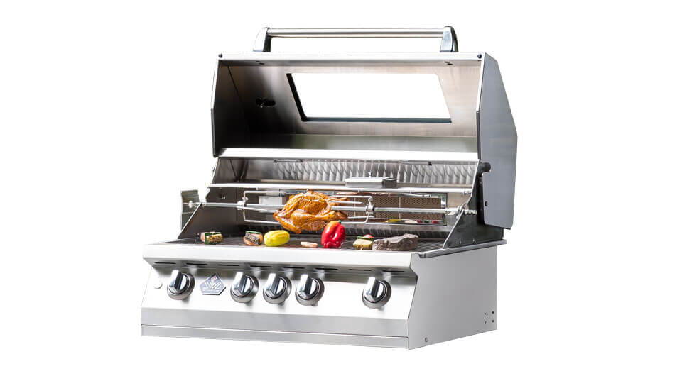 The WL-4B luxury model of BBQ 4 burner gas grill which has warmer lid with glass window, was developed by ITA gas grill manufacturer.