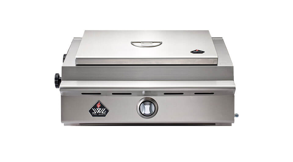 The SL-102 model of stainless steel infrared BBQ grill with warmer lid(close)