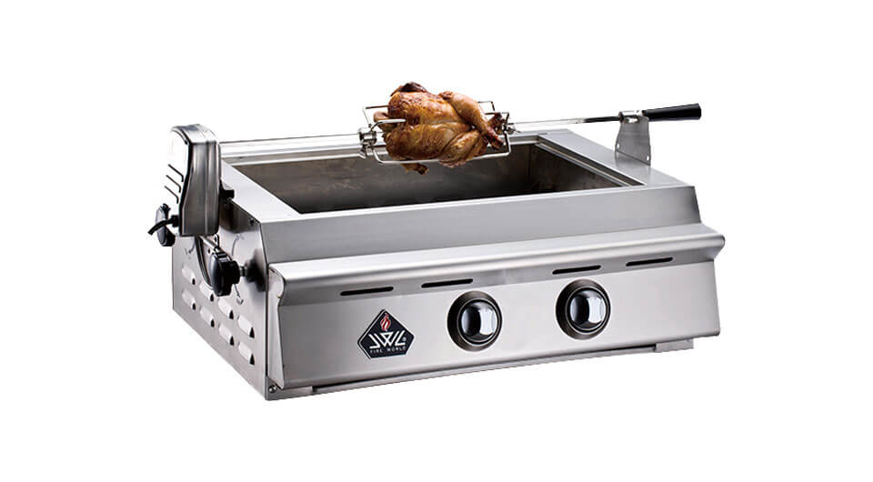 The SL-103 model of stainless steel infrared BBQ grill can be used to roast whole chicken.