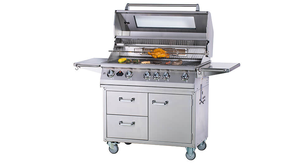 The WL-90000 luxury model of BBQ 5 burner gas grill with glass windows was produced by ITA gas grill manufacturer.